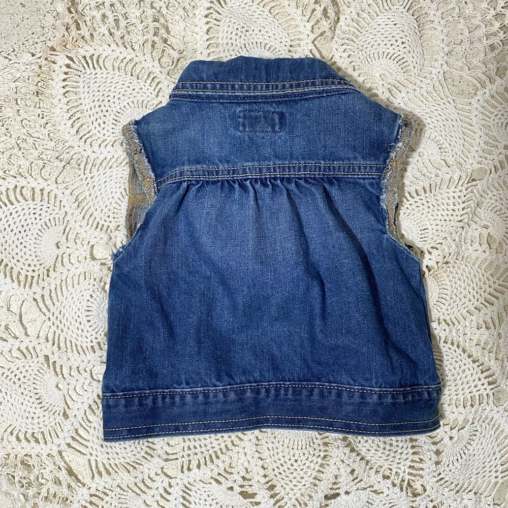 OshKosh B'gosh Toddler Western Bling Denim Vest Cow Print Jewel Trim Size 2T‎